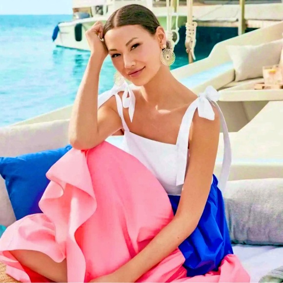 Lilly Pulitzer Dresses & Skirts - 🌻NEW Lilly Pulitzer Anlee Colorblock Tiered Cotton Midi Dress